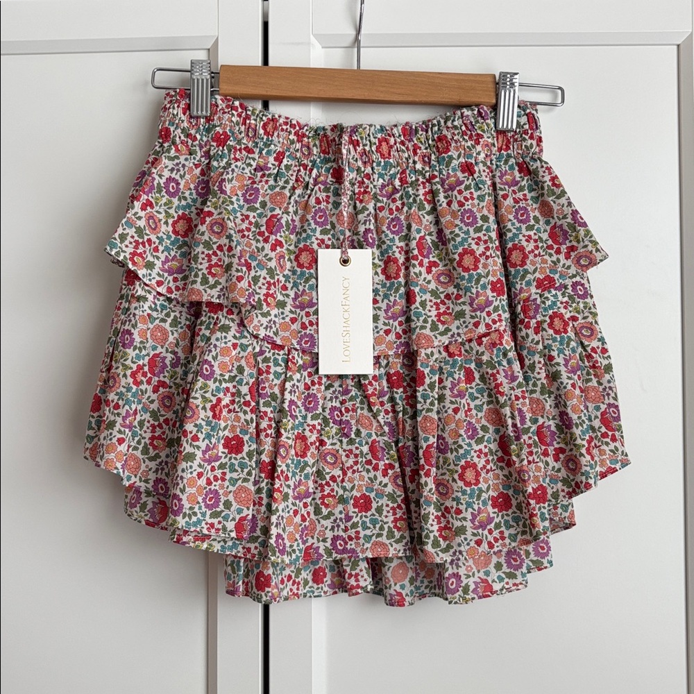 NWT LoveShackFancy x Liberty Ruffle Skirt, P (XXS, 00) - Picture 4 of 5